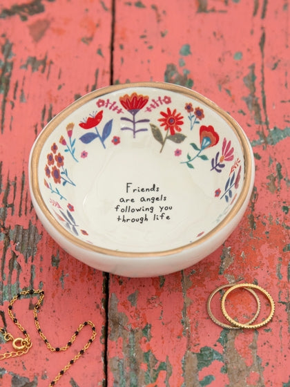 Friends are angels following you through life. Ceramic trinket dish by –  Traditions Pottery