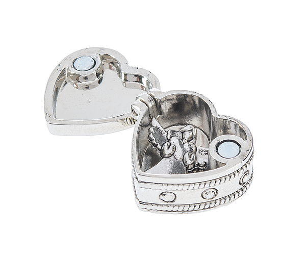 Angel in my heart. trinket box heart shaped. Hinged with tiny angel inside comes with card.