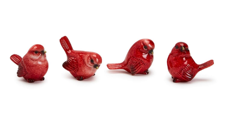 Red bird tiny sculptured birdy figurine